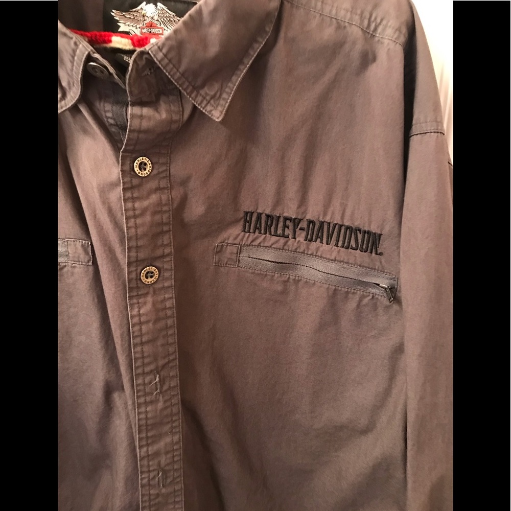 Men’s Harley Davidson XL grey button up shirt